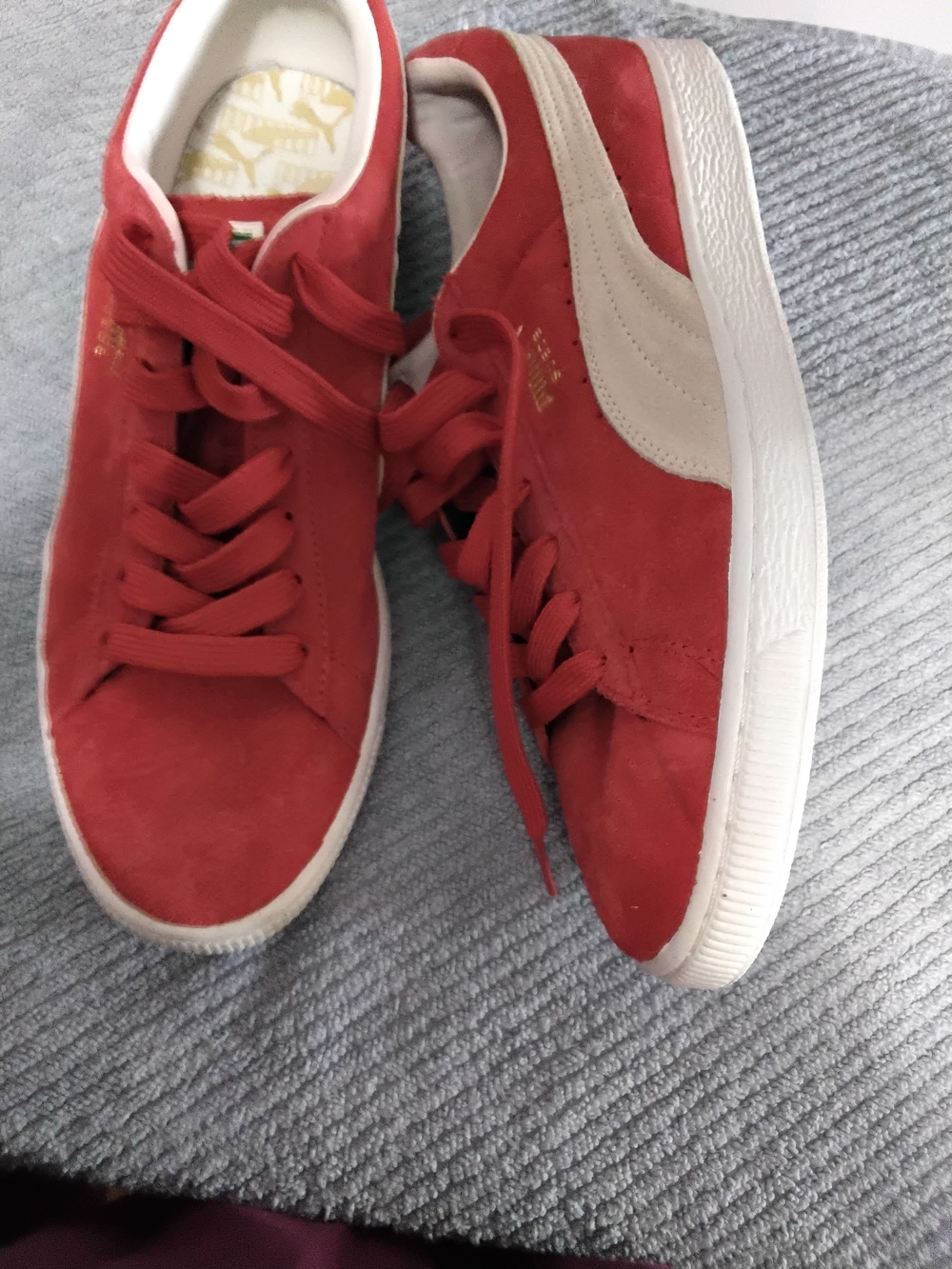 Classic Red Suede Sneakers with Cream Accent